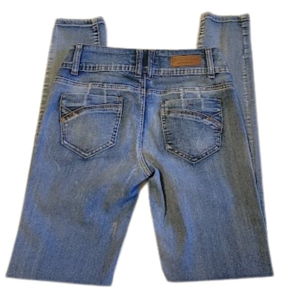 ABM Jeans -Low Rise Skinny Double Button Fly Slightly Distressed Jeans - SZ 7 - Picture 5 of 14